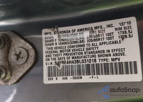 2011 Honda Cr-V Se z USA, uszkodzony, nr VIN 5J6RE4H43BL031018